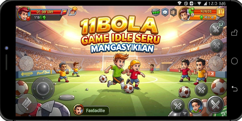 Tampilan gameplay seru dari 11BOLA dengan banyak pemain dan strategi.