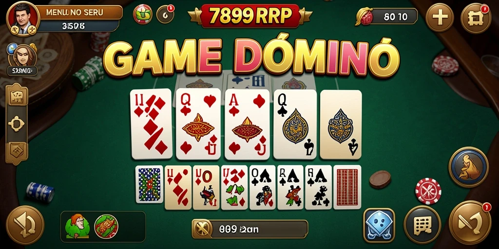 Screenshot menunjukkan antarmuka gameplay Domino yang seru di 789RP.