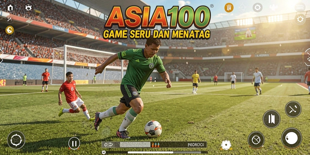 Screenshot menunjukkan aksi intens dalam permainan olahraga.