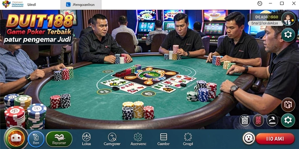 Tampilan gameplay poker yang menarik dan interaktif di DUIT188.