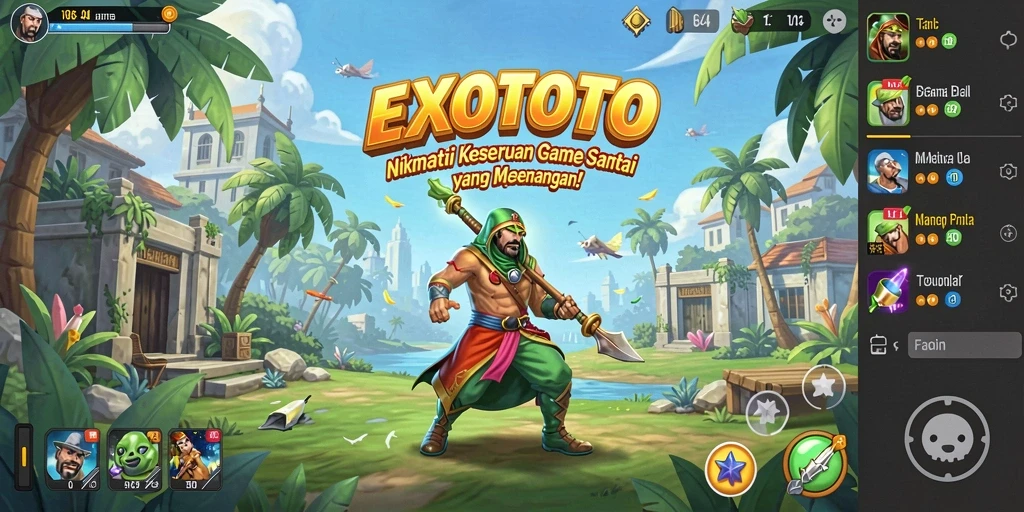 Tampilan menarik dari gameplay EXOTOTO yang menghibur.