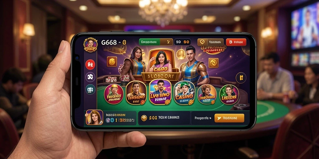 Screenshot G668 menampilkan dealer dan gameplay Live Casino yang memukau.