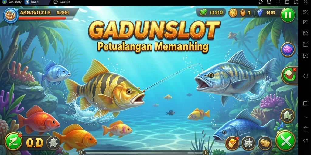 Screenshot GADUNSLOT yang menampilkan momen menangkap ikan besar.