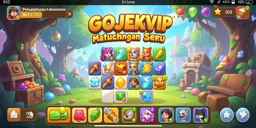 Screenshot gameplay <strong>GOJEKVIP</strong> yang menunjukkan pencocokan warna yang menarik.