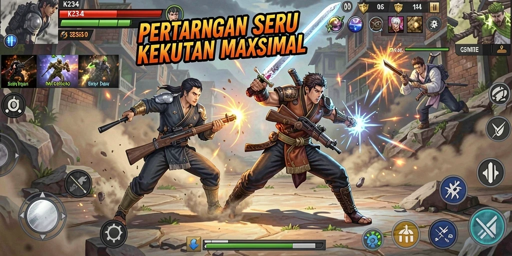 Tampilan gameplay K234 menampilkan pertarungan epik antar karakter.