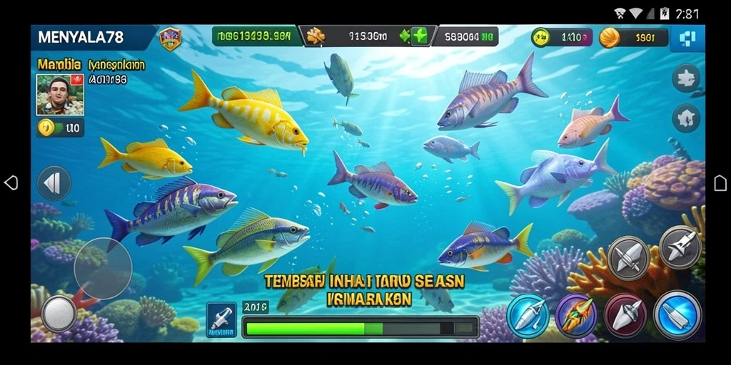 Tampilan menakjubkan dari gameplay Tembak Ikan MENYALA78.