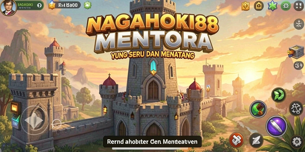 Tampilan gameplay NAGAHOKI88 dengan menara pertahanan yang beragam.