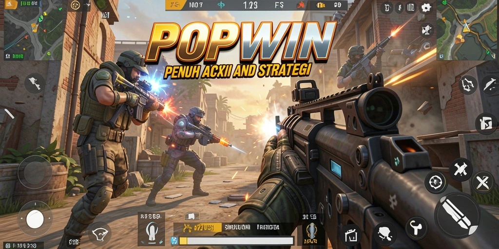 Screenshot gameplay POPWIN menampilkan aksi tembak-menembak yang seru dan mendebarkan.