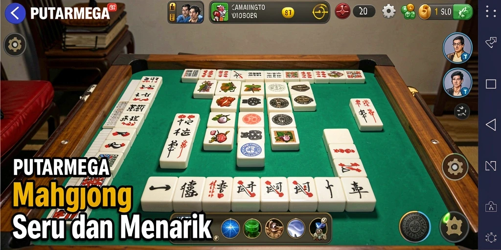 Tampilan seru gameplay PUTARMEGA dengan ubin Mahjong.