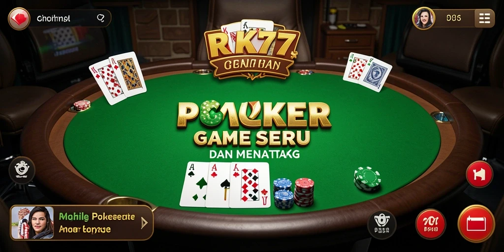 Tampilan UI yang menarik saat bermain Poker di RK77.