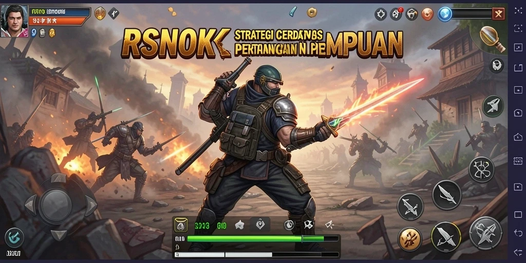 Screenshot gameplay RSNOK menampilkan pertempuran strategis yang intens.