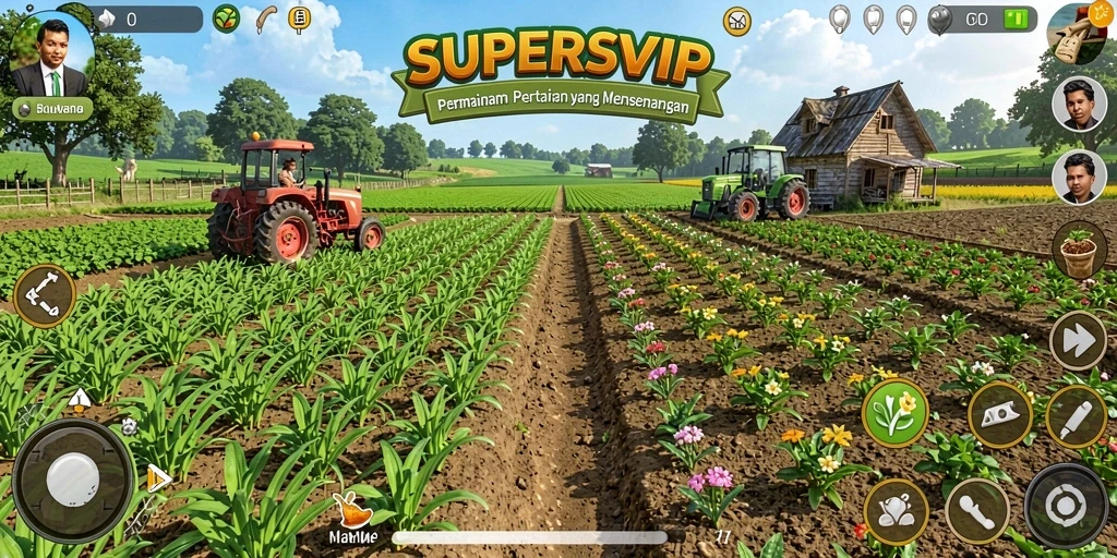 Tampilan gameplay <strong>SUPERSVIP</strong> yang menarik saat bertani di ladang.