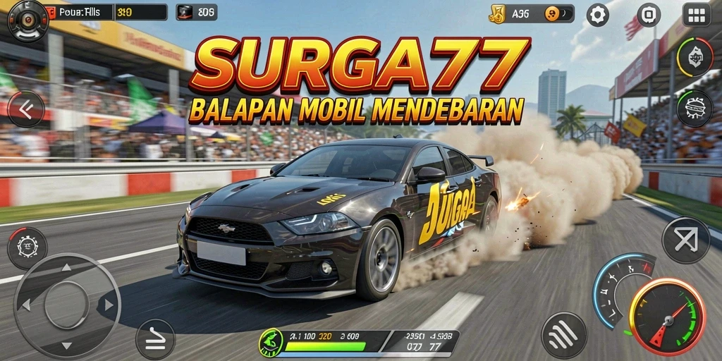 Tampilan mendebarkan dari gameplay SURGA77 yang penuh aksi balapan.